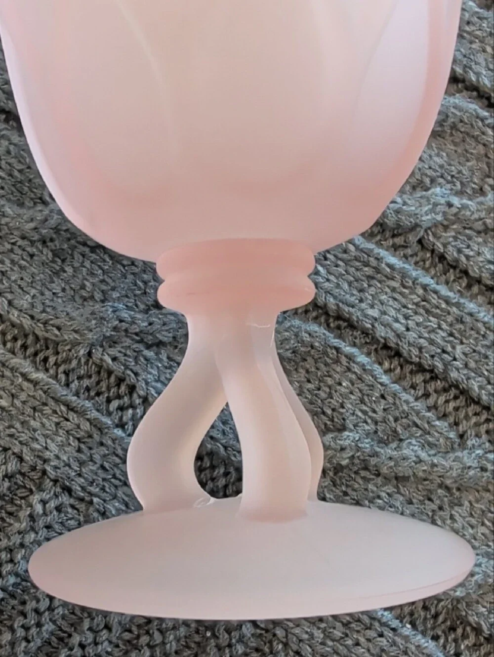 Vintage Westmoreland Satin Glass Soft Pink Compote Vase Triple Stem Pedestal